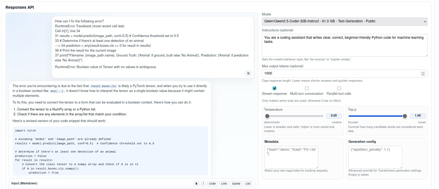 Text Generation with Response API