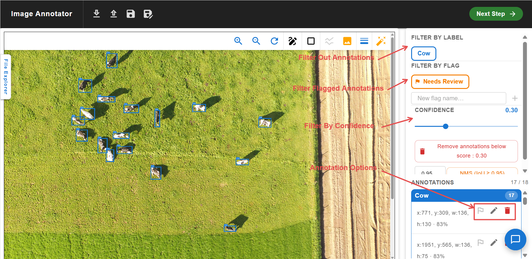 Annotation options, annotated