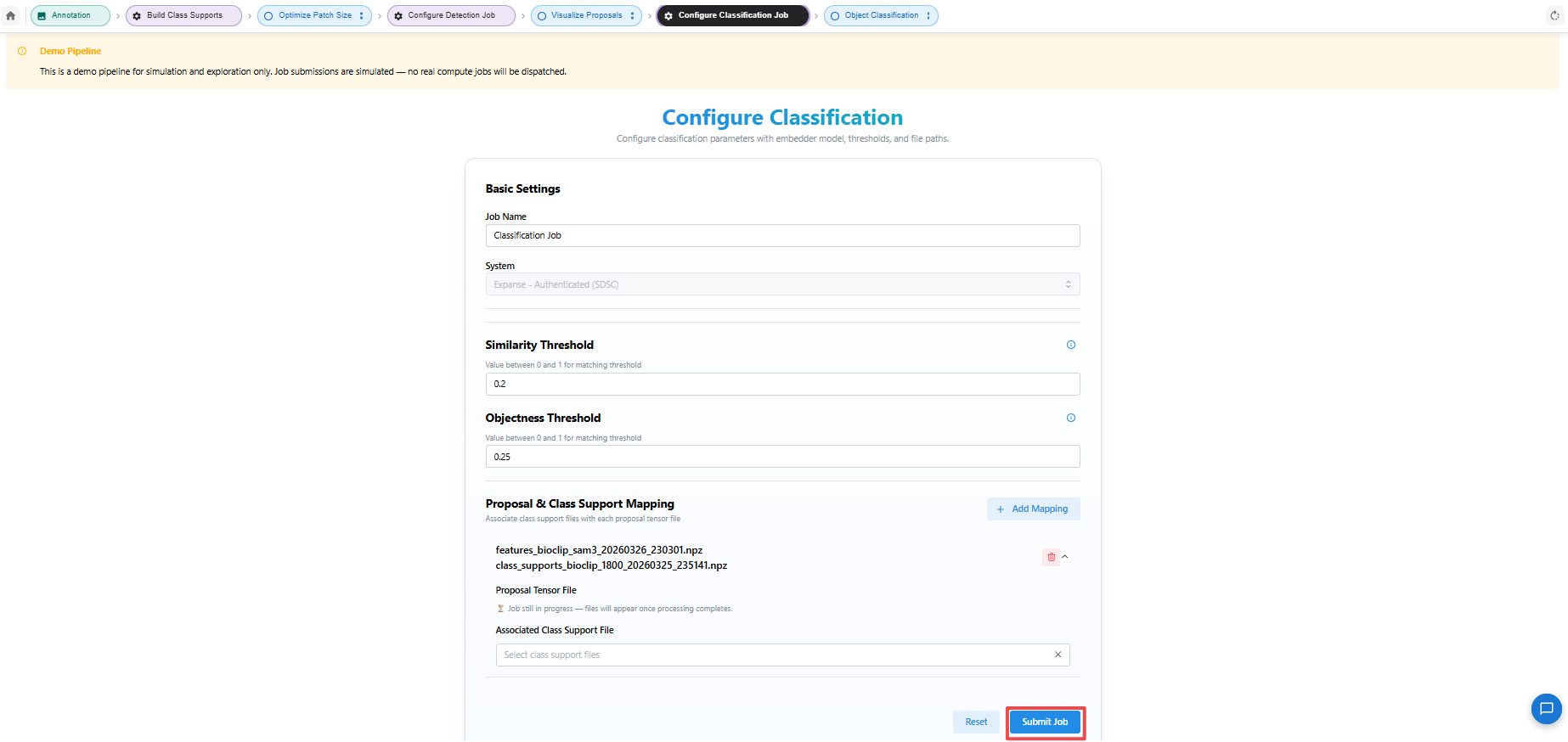 Configure Classification Job