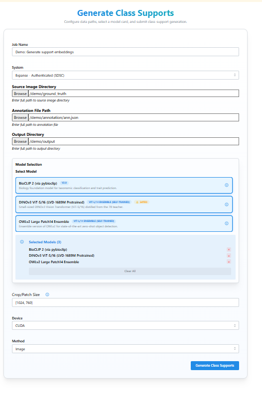 Generate Class Supports form
