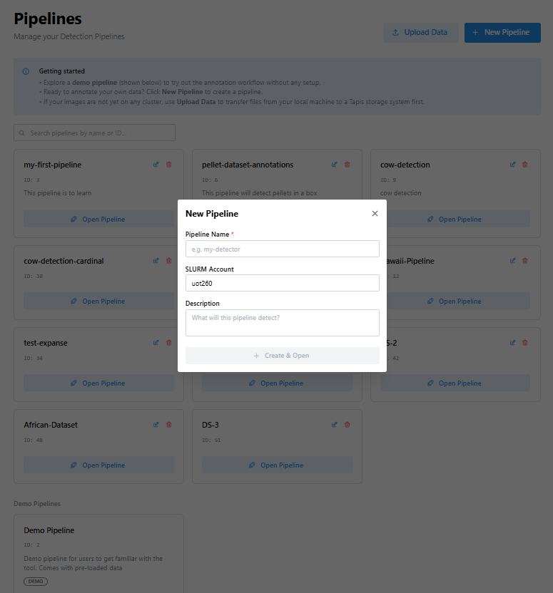 New Pipeline dialog, blank