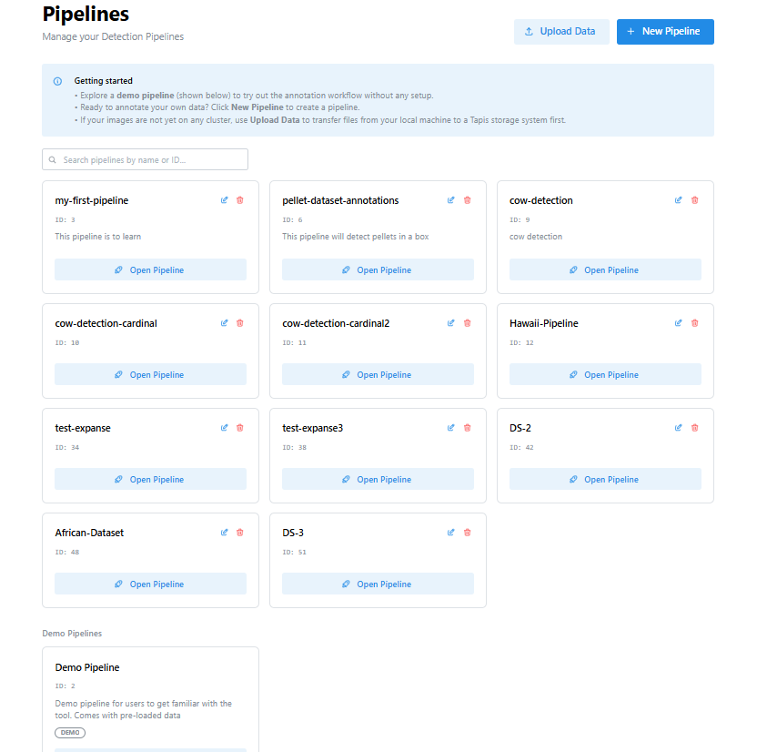 Pipelines dashboard