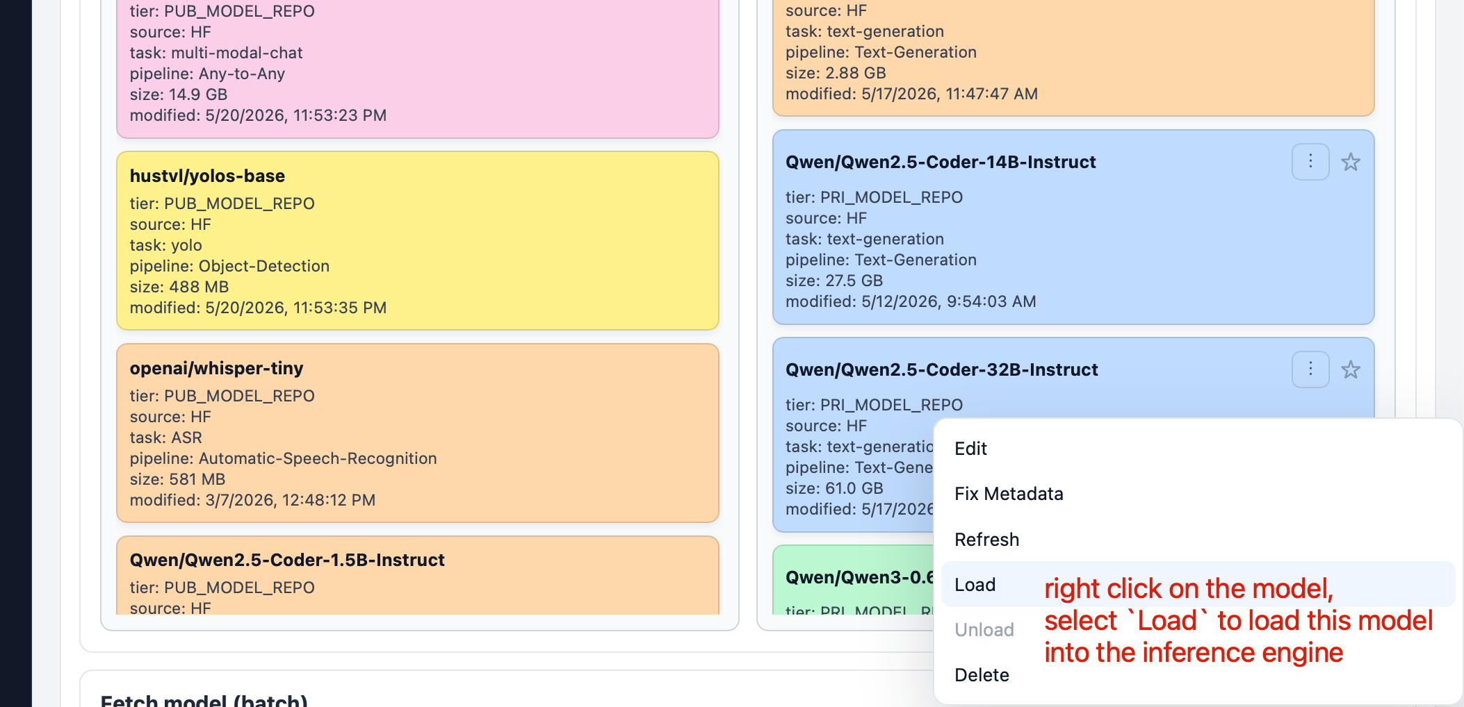 FlexServ Model Manager - Loading a Model