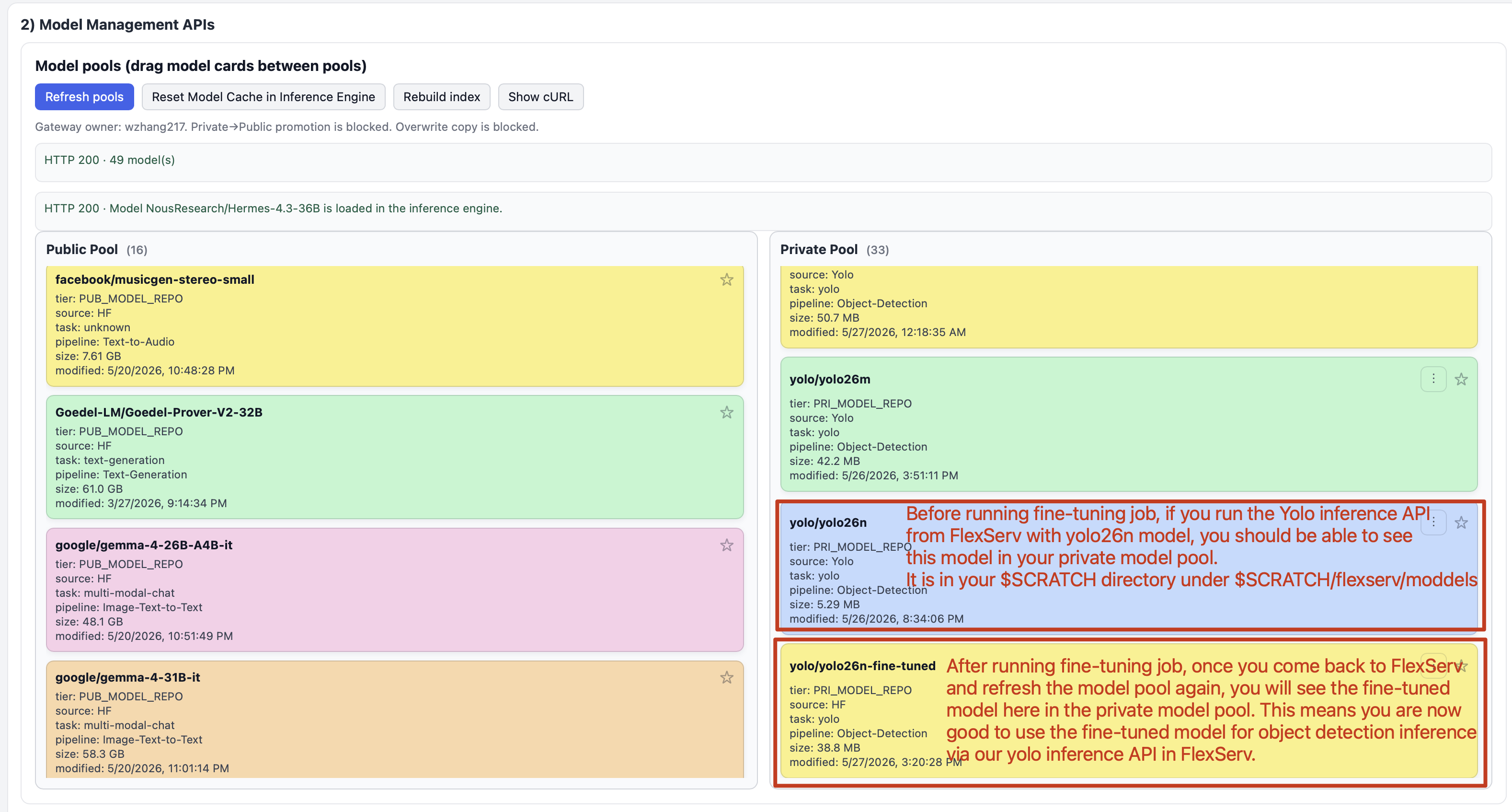 FlexServ API Tests - Yolo Inference API - What happens to your model pool