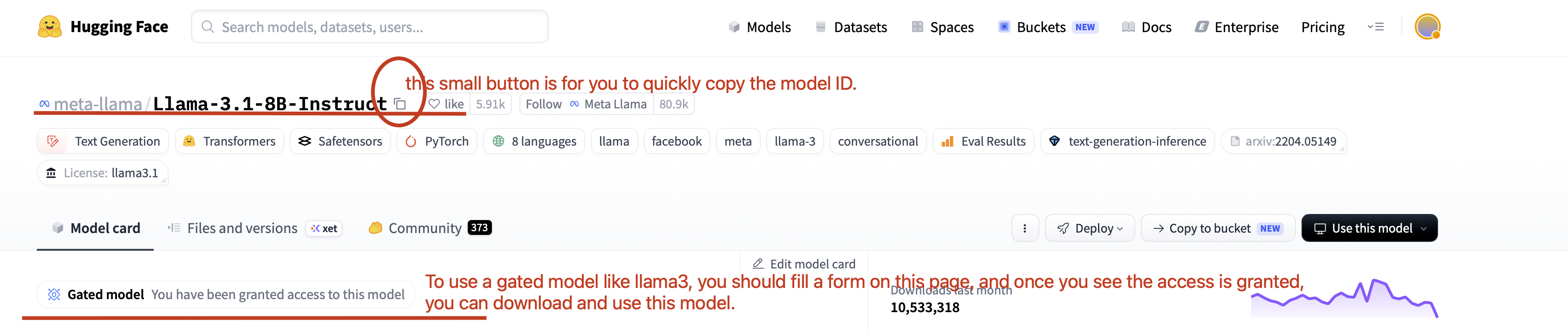 HuggingFace - copy model ID