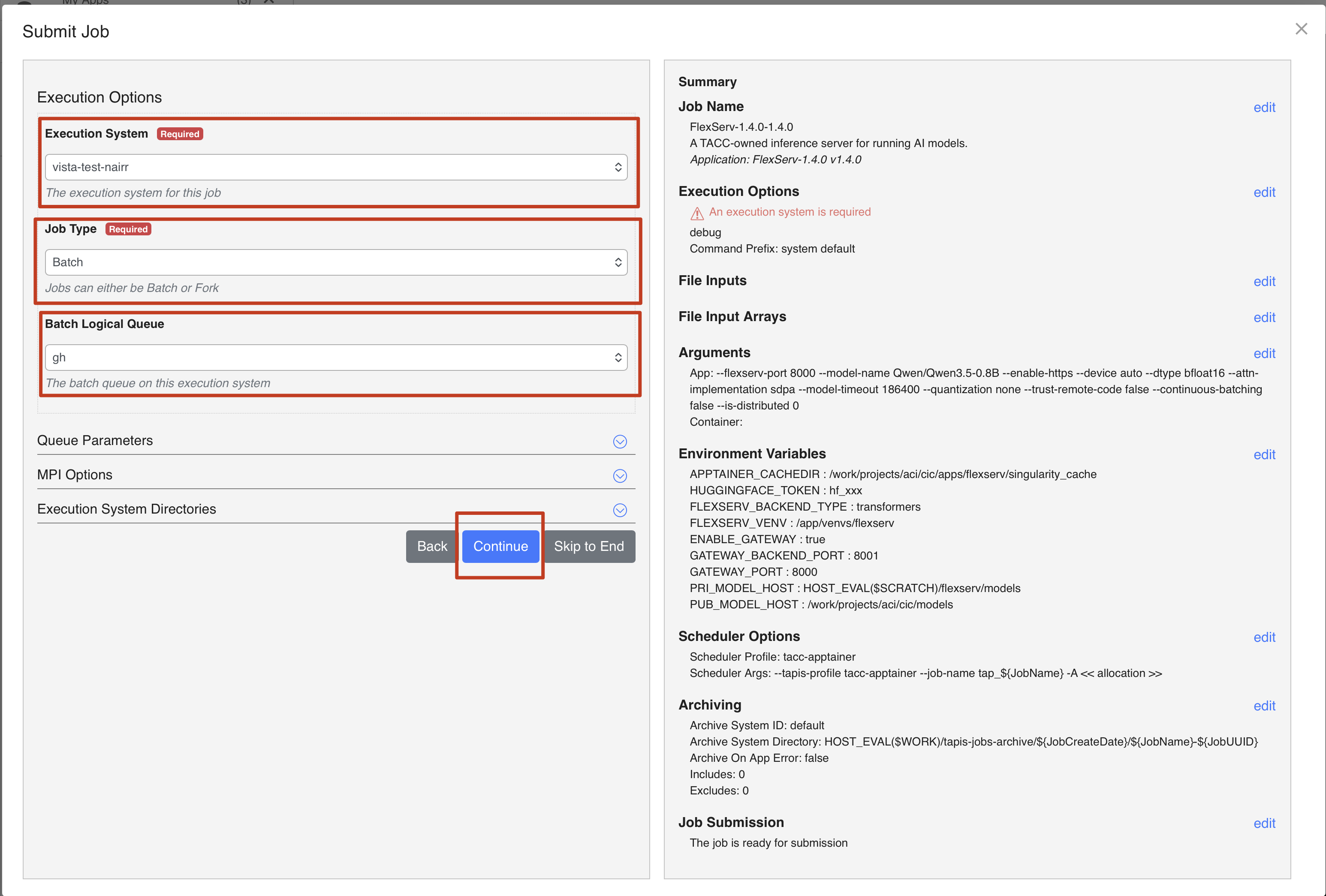 Step 2a: Execution Options